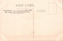 Load image into Gallery viewer, Back of a vintage postcard with text and a line for writing the address.
