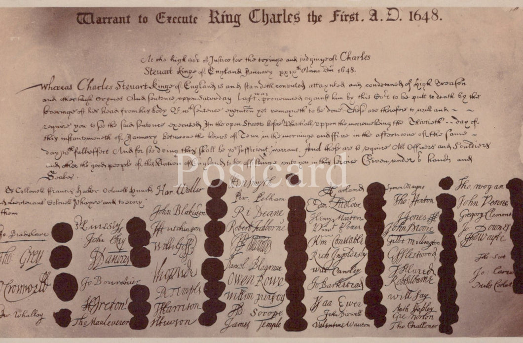 Historical document with text and signatures on a brown background