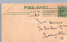 Load image into Gallery viewer, Vintage postcard with handwritten address and postage stamp, featuring the word &#39;Postcard&#39;.
