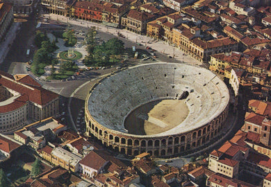 Aerial view of the Roman amphitheater in Verona, Italy