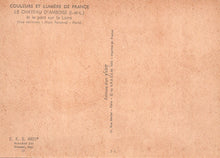 Load image into Gallery viewer, Vintage postcard with text about Château d&#39;Amboise and the Loire river on a beige background
