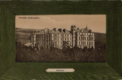 Vintage-style image of a large building with 'Waverley Hydrobath' text, framed with a green border.