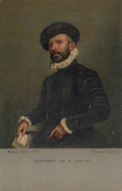 Portrait of a lawyer from the National Gallery, featuring a man in formal attire with a book.