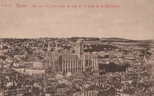 Load image into Gallery viewer, Vintage aerial view of a city with a prominent cathedral, likely from the 19th century.
