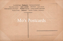 Load image into Gallery viewer, Back of a postcard with text in multiple languages.
