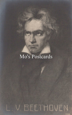Postcard featuring a black and white portrait of L.V. Beethoven  