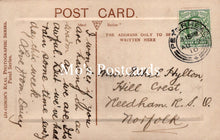 Load image into Gallery viewer, Vintage postcard with text and a stamp.
