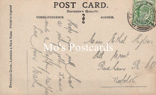 Load image into Gallery viewer, Vintage postcard with handwritten text and a stamp.

