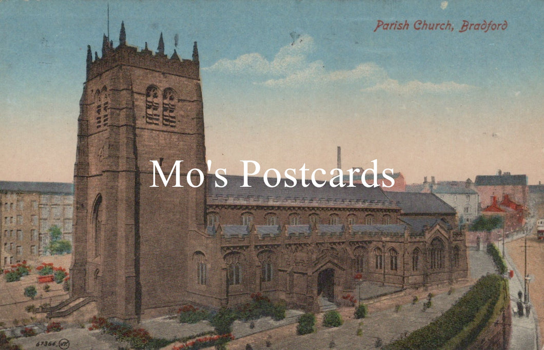 Colorized postcard of a Parish Church in Bradford  