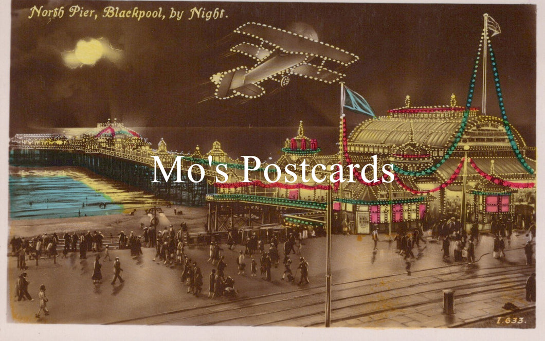 Lancashire Postcard - Blackpool By Night, The North Pier  SW18772