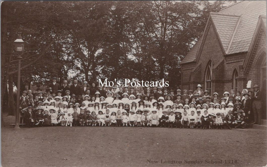 Lancashire Postcard - New Longton Sunday School 1914 - BH2134