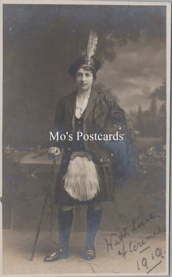 Ancestors Postcard - 1919 Portrait of Florence in Scottish Attire  SX274