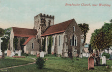 Load image into Gallery viewer, Vintage postcard of Broadwater Church near Worthing with a church and graveyard.
