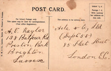 Load image into Gallery viewer, Vintage postcard with handwritten addresses on a light brown background
