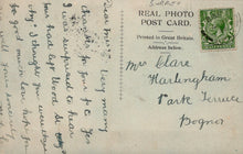 Load image into Gallery viewer, Vintage postcard with handwritten text and a stamp, printed in Great Britain.
