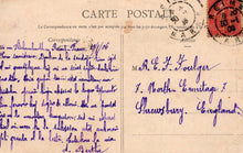 Load image into Gallery viewer, Vintage postcard with handwritten text and postage stamp
