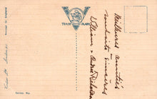 Load image into Gallery viewer, Vintage postcard with a logo and text on a beige background
