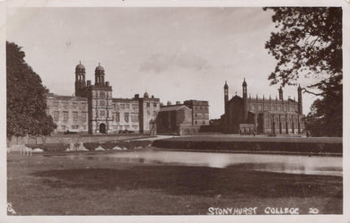 Stonyhurst College with a pond in the foreground