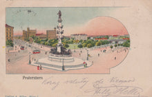 Load image into Gallery viewer, Vintage illustration of a city square with a statue and buildings in the background
