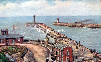 Yorkshire Postcard - The Piers, Whitby   SW18249