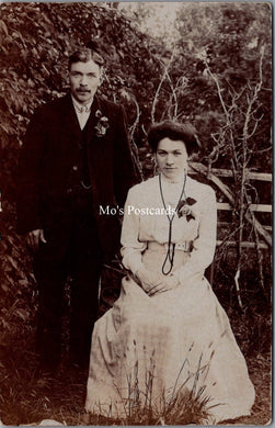 Ancestors Postcard - Couple Posing Outdoors in 1911 -  SW16970