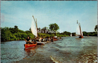 Norfolk Postcard - Anglers Returning on The River Bure  SW16948