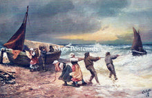 Load image into Gallery viewer, Art Postcard - Fisher Folk, Fishing Boats, Stormy Sea  SW18511
