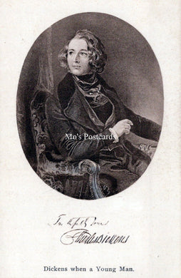 Literature Postcard - Charles Dickens When a Young Man  SW18516