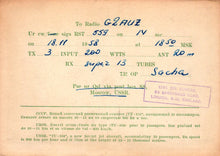 Load image into Gallery viewer, Vintage radio communication log sheet with text and stamps
