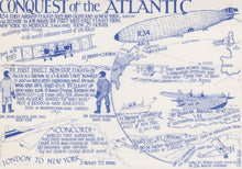 Load image into Gallery viewer, Illustration of a map with various aircraft and text about air travel achievements.
