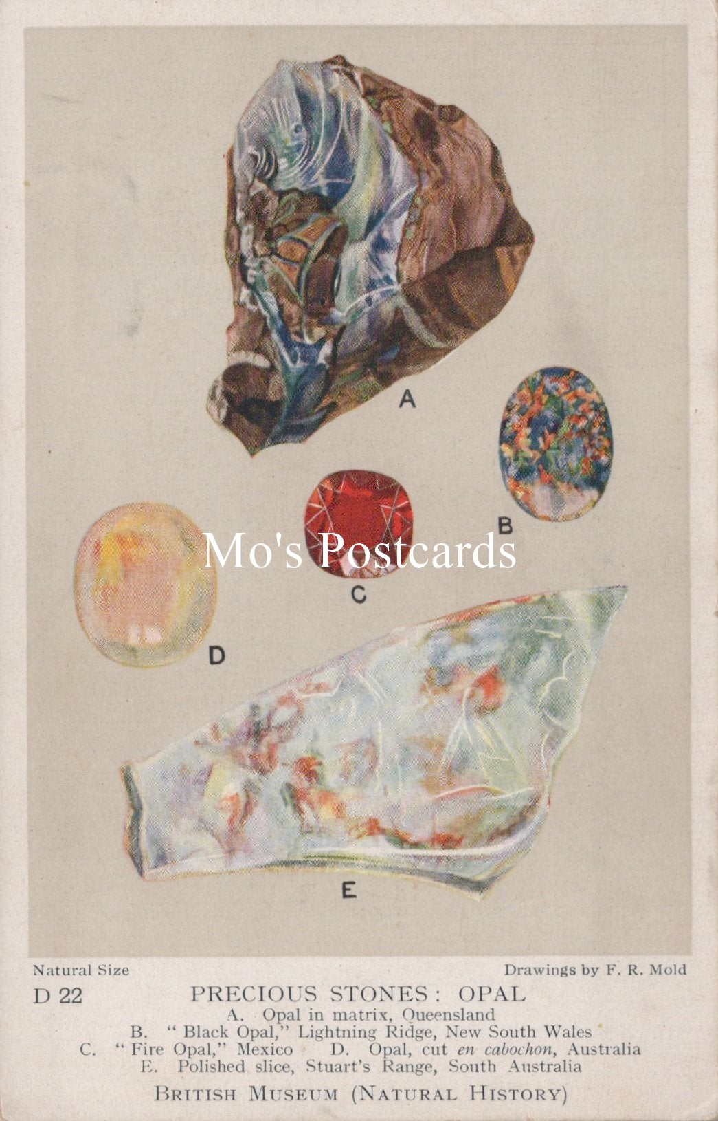 British Museum Postcard - Precious Stones, Opal  SW18918