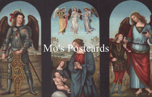 Load image into Gallery viewer, Vintage-style angel postcards with religious figures and &#39;Mo&#39;s Postcards&#39; branding.
