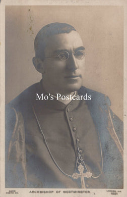 Vintage photograph of a man in religious attire with 'Mo's Postcards' text overlay.
