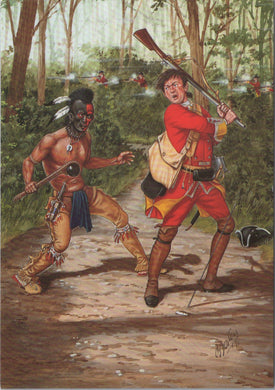 Military Postcard - A Huron Warrior and Private of The 44th Regiment of Foot, 1755 - SW16981