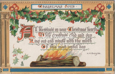 Greetings Postcard - Christmas Joys, Log Fire   SW17367