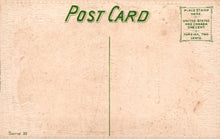 Load image into Gallery viewer, Back of a vintage postcard with text and placeholder for stamps.

