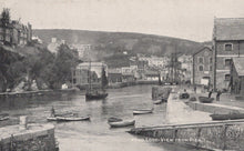 Load image into Gallery viewer, Vintage black and white photograph of a harbor scene with boats and buildings.
