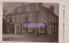 Load image into Gallery viewer, Vintage black and white postcard of a large house with a person and horse-drawn carriage in front, featuring &#39;M&#39;s Postcards&#39; branding.
