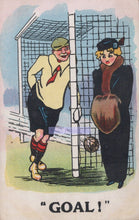 Load image into Gallery viewer, Comic Sports Postcard - Goal!, Football Player and a Lady  SW20194
