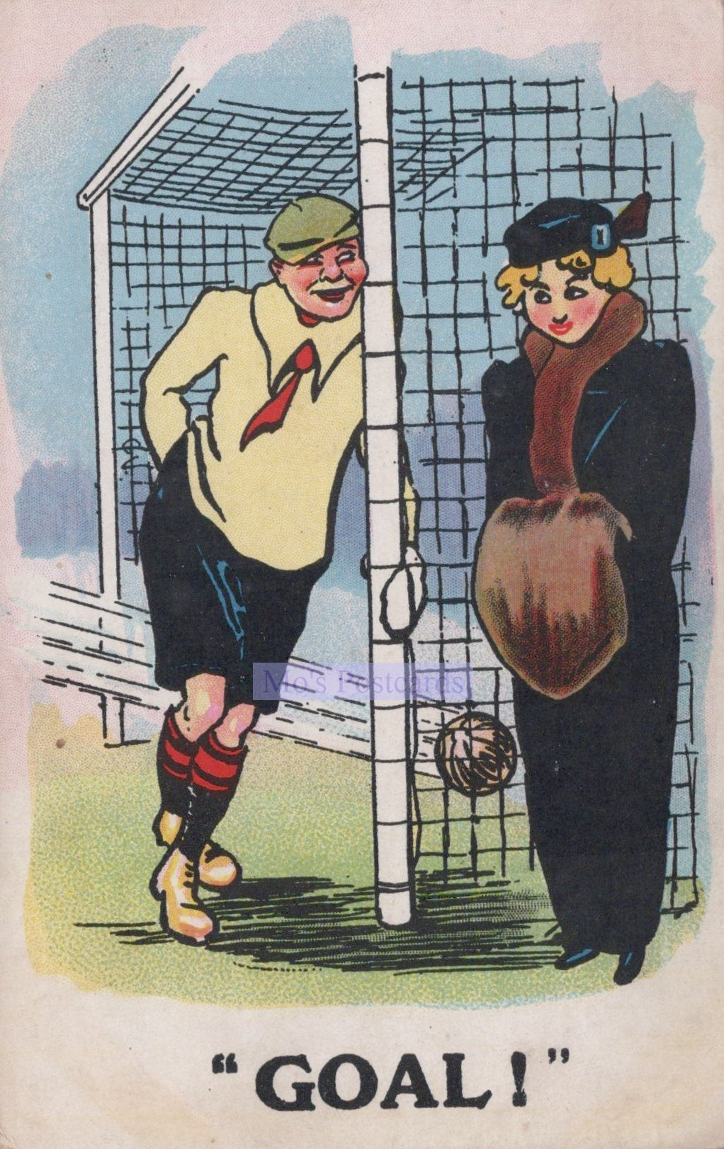Comic Sports Postcard - Goal!, Football Player and a Lady  SW20194