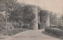 Load image into Gallery viewer, Vintage postcard of a stone gate or tower in Boulogne-sur-Mer, France.
