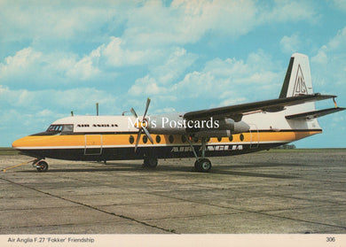 Aviation Postcard - Air Anglia F.27 Fokker Friendship Aeroplane  SW19015
