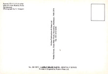 Load image into Gallery viewer, Back of a postcard with text and a small square on a white background
