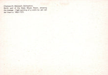 Load image into Gallery viewer, Text on a white background describing a trompe l&#39;oeil painting of a violin at Chatsworth, Bakewell, Derbyshire.
