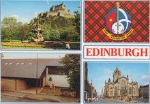 Load image into Gallery viewer, Postcard collage featuring Edinburgh landmarks and a Salvation Army emblem.
