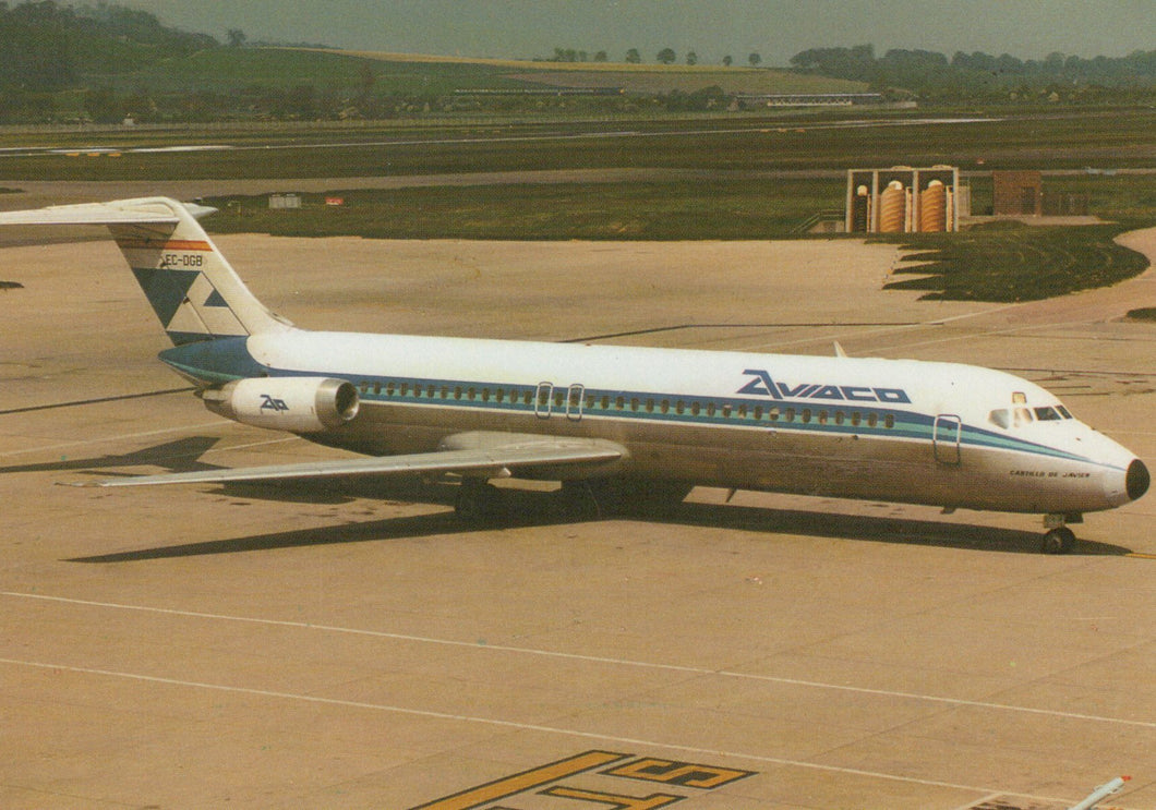 Passenger airplane on a runway with 'Amoco' branding
