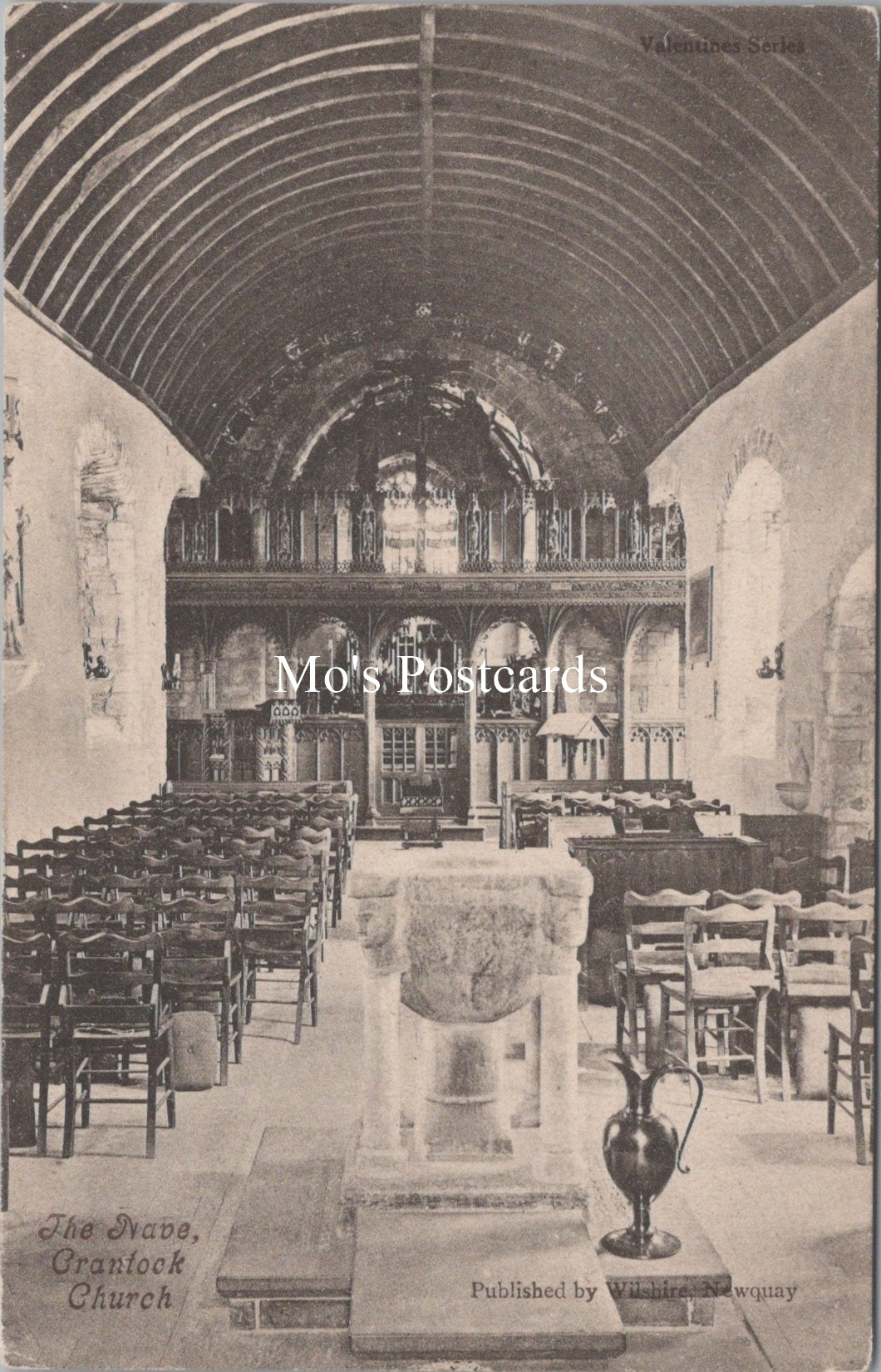 Cornwall Postcard - The Nave, Crantock Church  SW17335