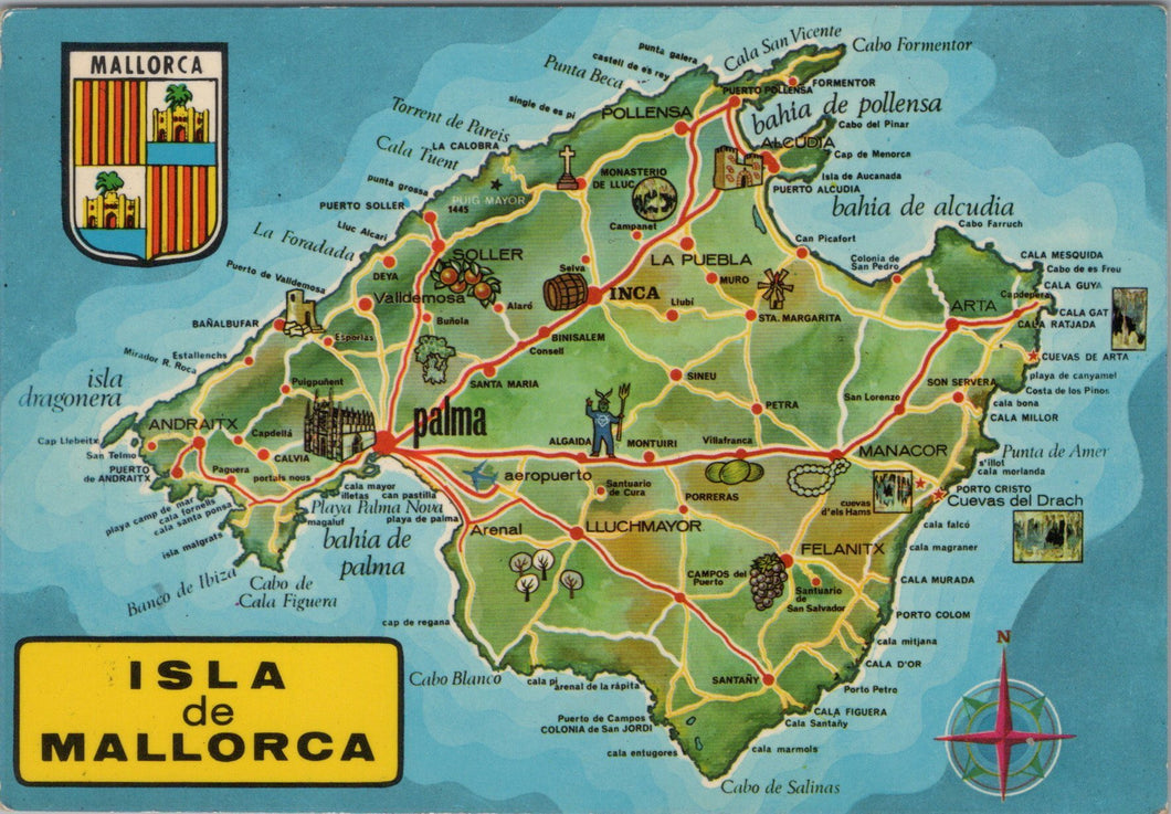 Maps Postcard - Map Showing Isla De Mallorca  SW17299