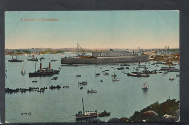Devon Postcard - A Launch at Devonport T9444