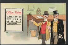 Load image into Gallery viewer, Occupations Postcard- Office Rules- Clerks Out For a Drink With Customers RS5602
